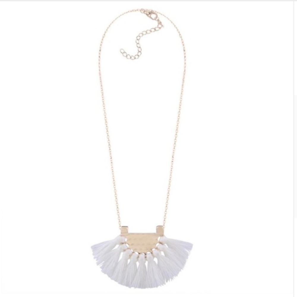 White Fringe Necklace NWT